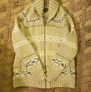 Eddie Bauer wool sweater zipper shawl eollar
